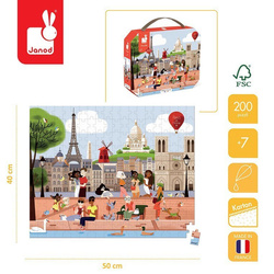 Janod Puzzle w walizce Paryż 200 elementów 7+