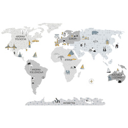 Naklejka | mapa świata - szara L Pastelowelove