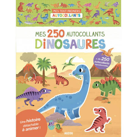 Auzou Zeszyt 250 naklejek Z dinozaurami