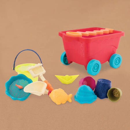 B.toys Wózek-wagon z akcesoriami plażowymi – czerwony